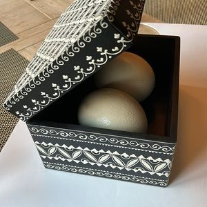 #2 OSTRICH EGGS in Wooden Box